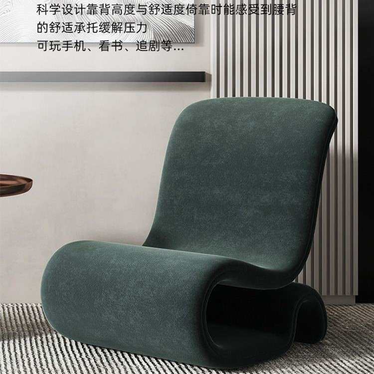 单人沙发椅简约设计艺术现代阅读轻奢金属意式极简绒布休闲椅舒适