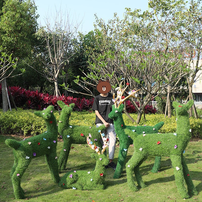 绿植梅花鹿摆件户外n玻璃钢雕塑园林景观花园庭院公园绿地装饰小