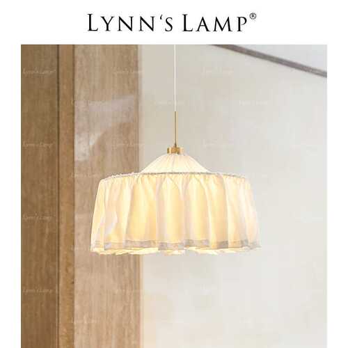 Lynn's立意 法式田园布艺吊灯 餐厅卧室主卧少女浪漫书房奶油风灯