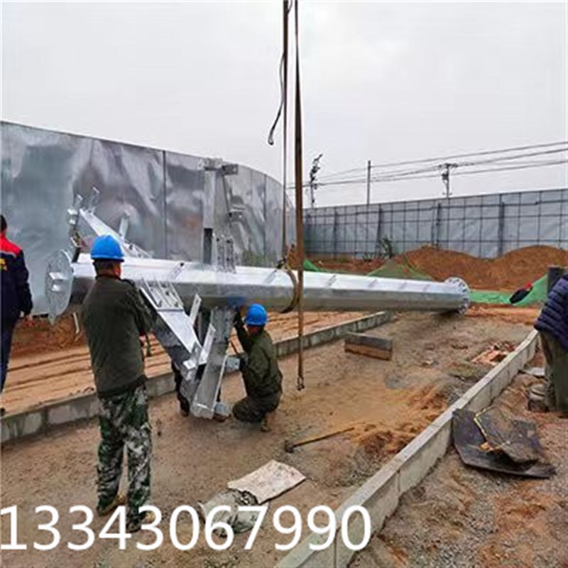 66KV钢管杆 终端电力钢杆 高压钢管塔 输电钢W杆 地脚螺栓