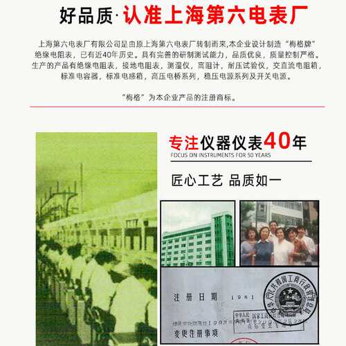 上海第六电表厂梅格ZC42-1 2 3市电式绝缘电阻表1000V低压兆欧表