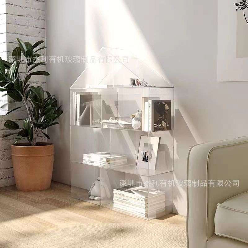 轻奢亚克力透明书架家用一体落地创意置物收纳展示架儿童绘本架子
