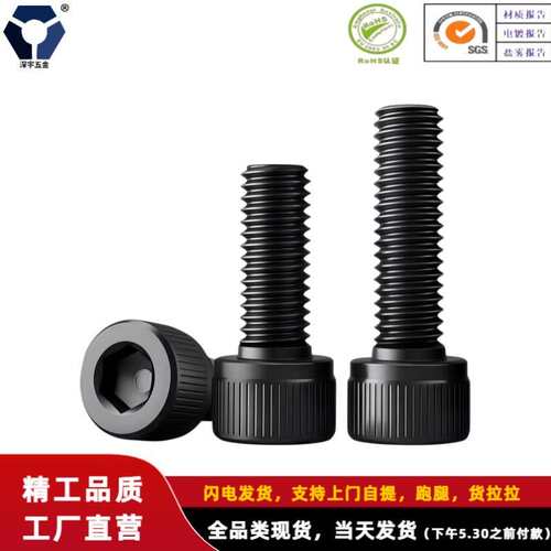 M2x3→2x20黑色防锈杯头内六角螺丝304不锈钢高盐雾达克罗DIN912