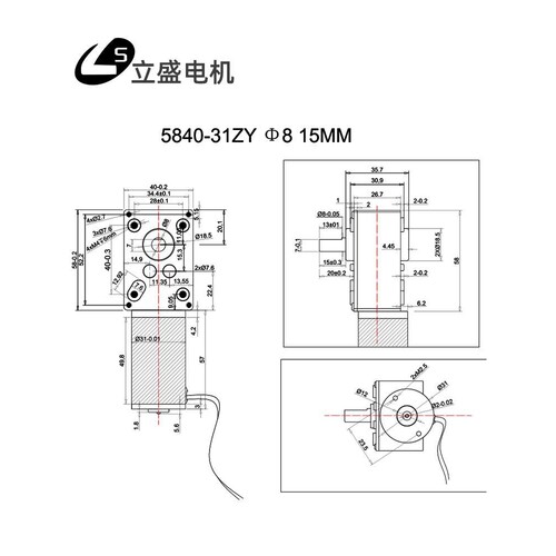立盛5840-31ZY微型直流减速电机涡轮蜗杆自锁调速慢速马达12V24V