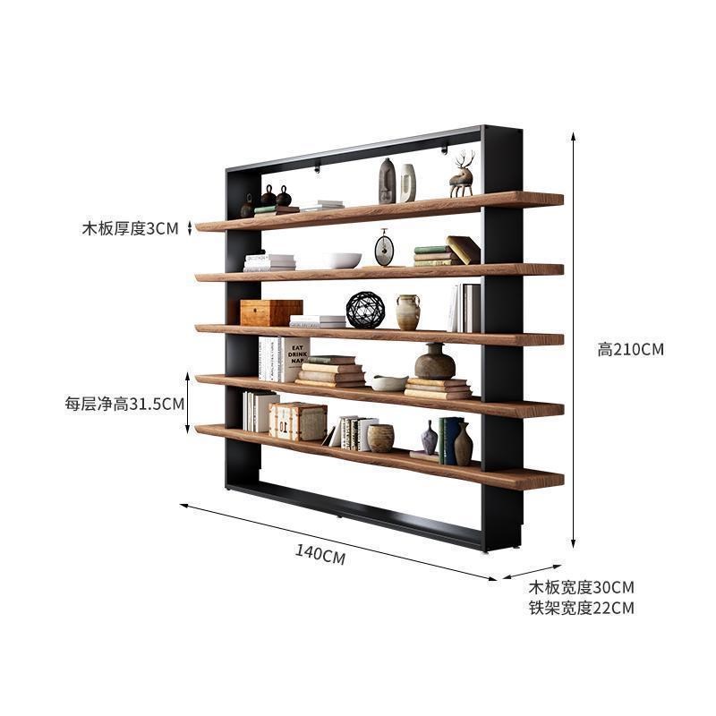美式工业实木隔板书架置物架落地客厅办公室陈P列架展示架收纳墙