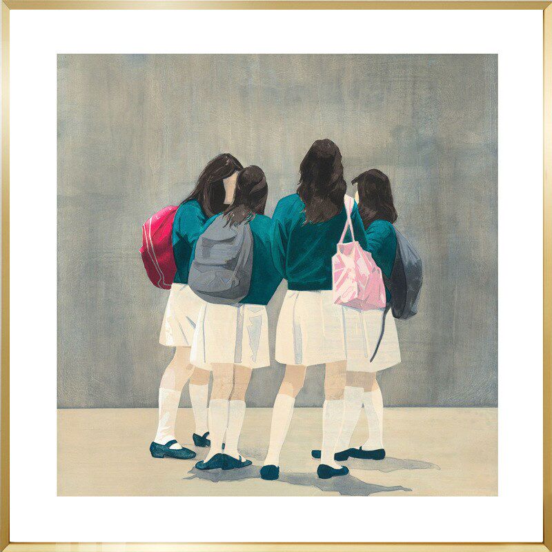 小众色彩文艺抽象人物油画挂w画民宿玄关客厅餐厅现代装饰画A230