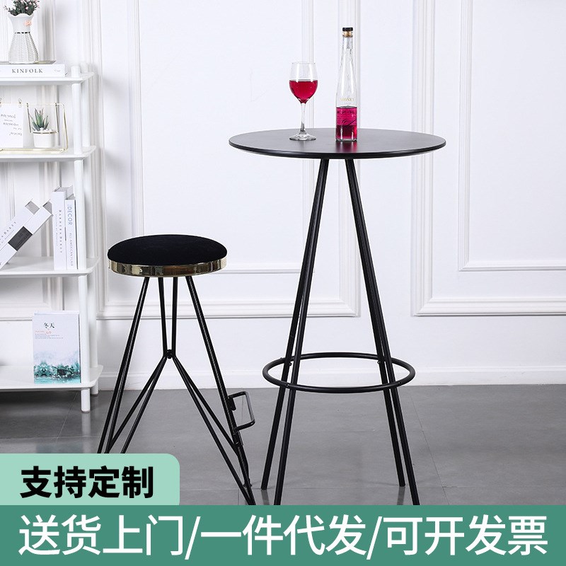 简约北欧实木阳台圆桌桌椅组合y餐吧桌家用酒吧台一体吧台桌高低