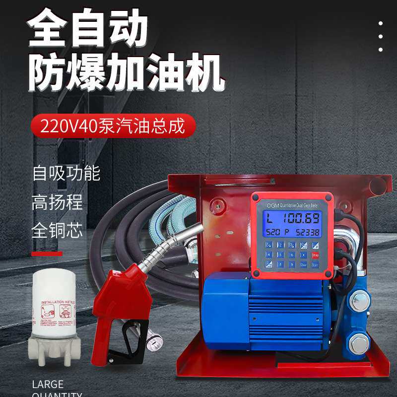 无刷防爆静音电子定量加油泵12V24V220V汽油加油机总成电动抽油泵