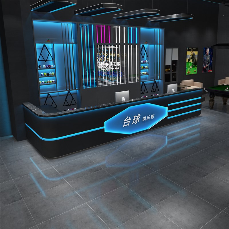 工业风电竞酒店台球厅网咖KTV吧台收银台L酒吧转角前台健身接待台