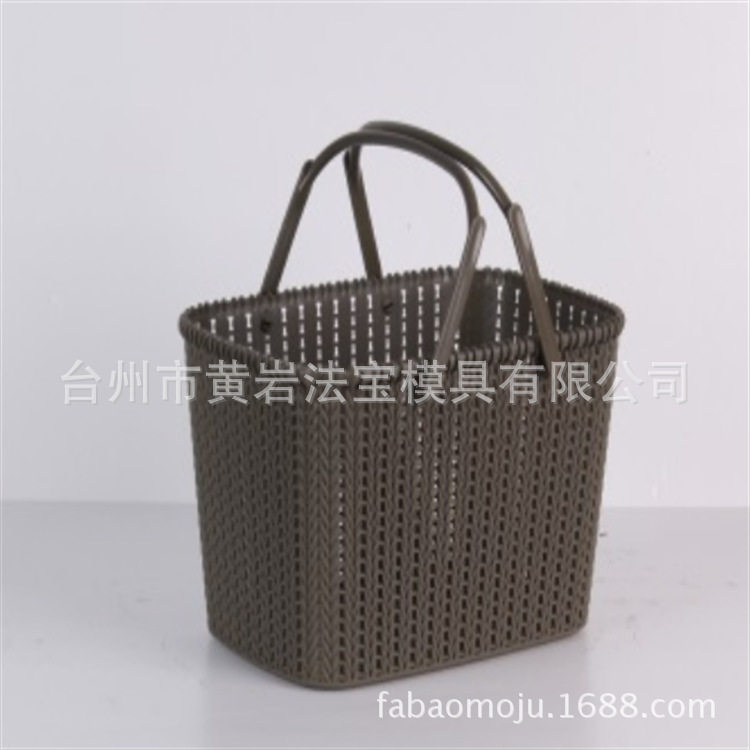 棕色藤条手提篮购物篮蓝子 加厚篮子买菜购物筐塑料框子塑料模具