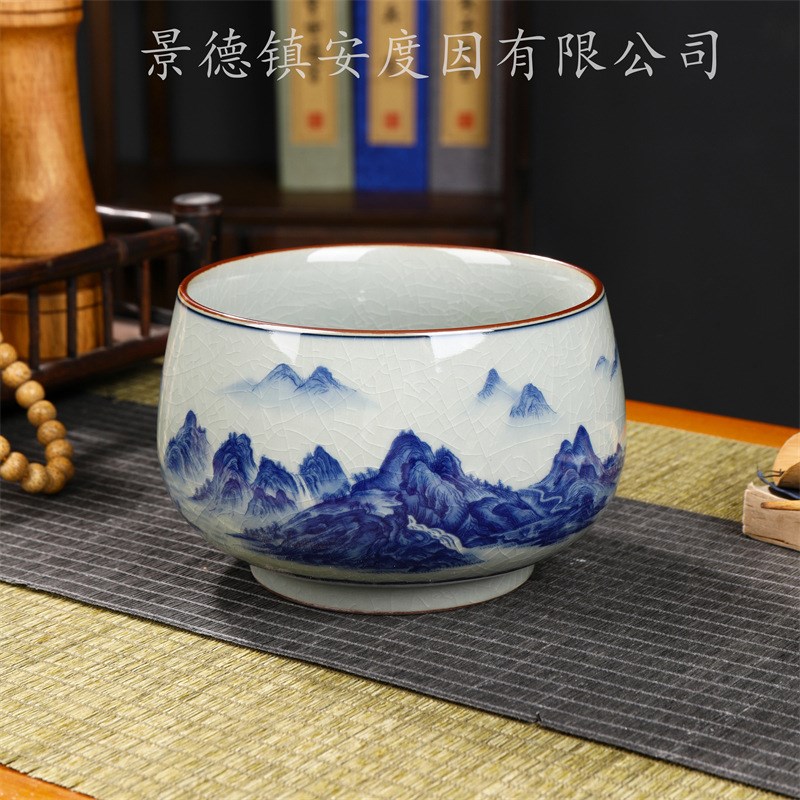 茶洗大号特大家用笔洗陶瓷青花瓷茶具配件洗茶碗茶道零配水盂水洗