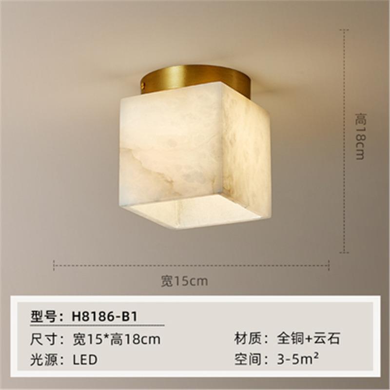 新中式全铜云石入户玄关走廊衣帽间阳台吸顶现代单头过道吸顶灯