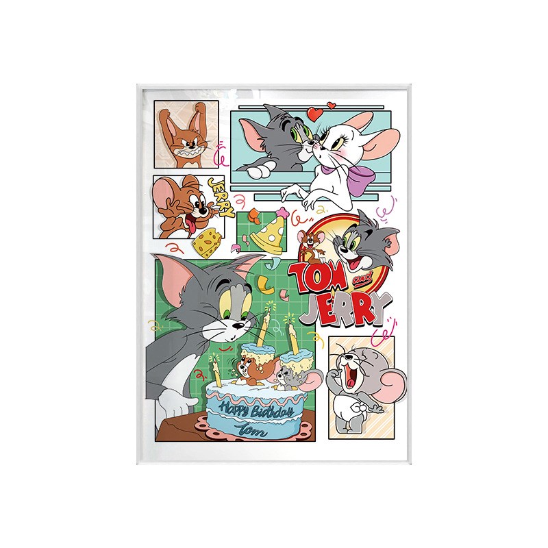 卡通猫和老鼠tom land Jerry版画游乐园装饰画玄关儿童房卧室挂画