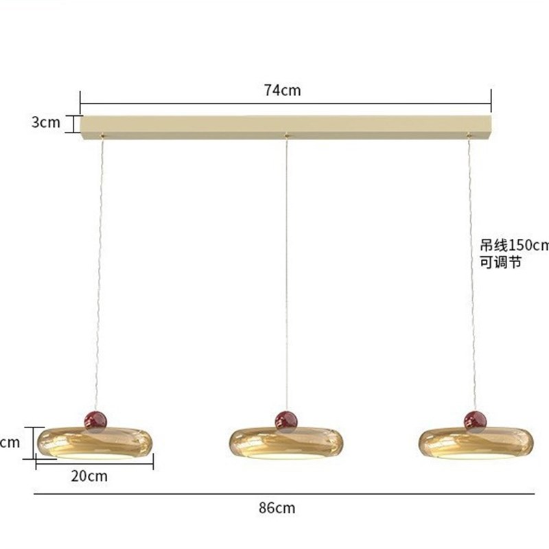 法式奶油风餐吊灯中古风樱桃三头吊灯餐桌灯长条设计师Z复古长桌