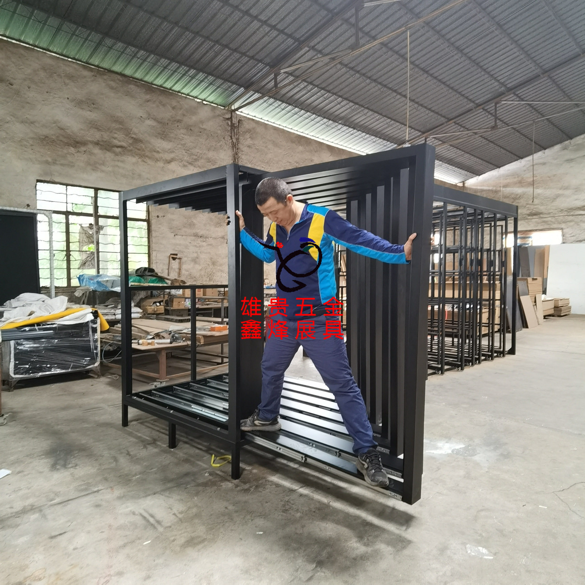 瓷片展具左右双面推拉瓷砖柜壁纸展板地砖木地板金属拆装展示架