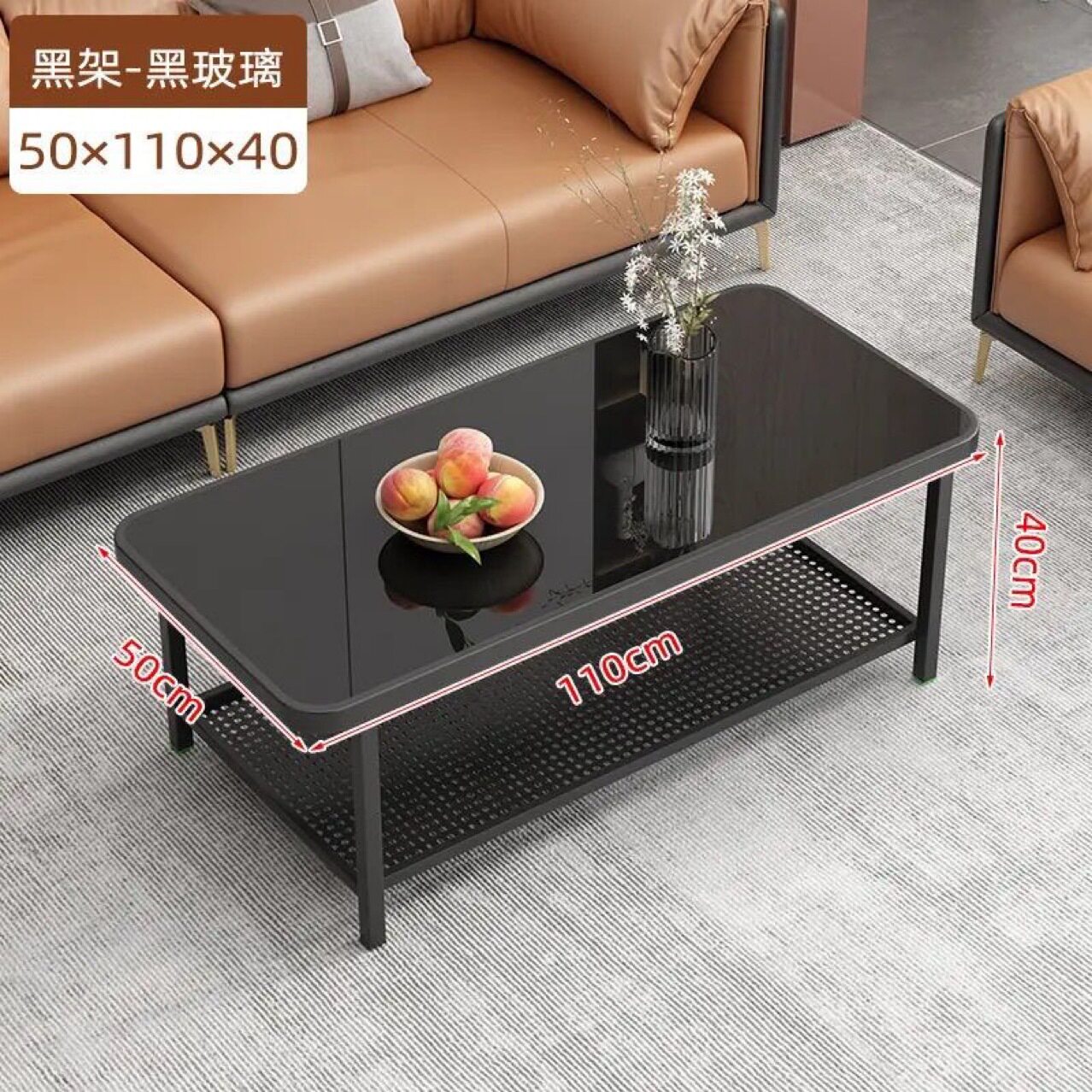 MM钢化玻璃茶几小户型茶桌一体办公室可移动储物茶台轻奢现代接待