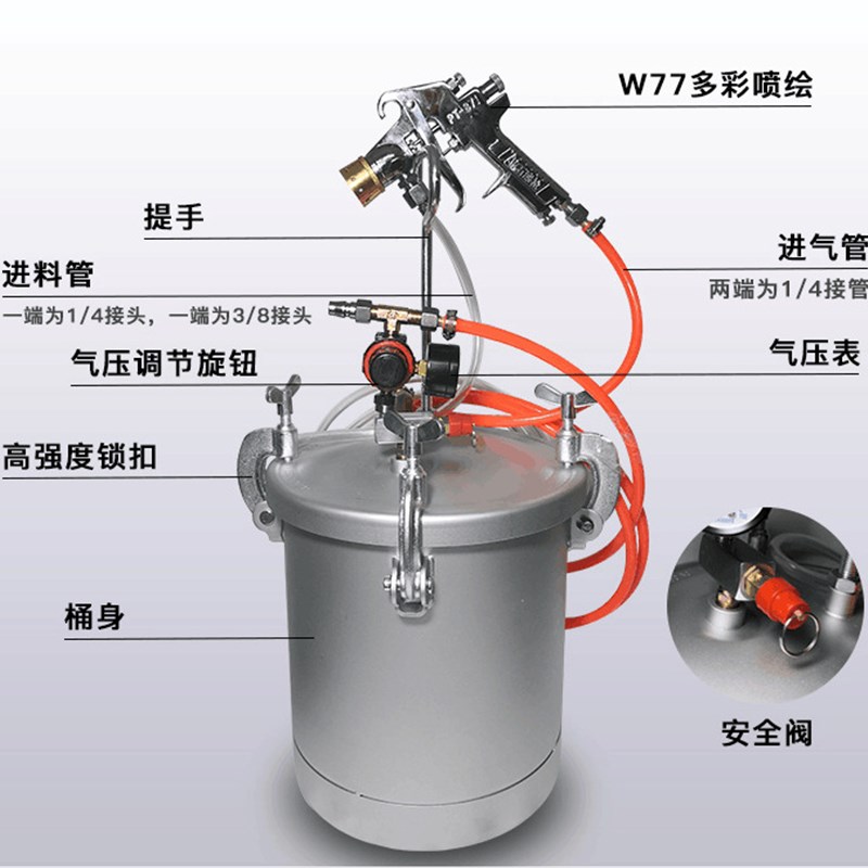 高品质水包水多彩喷枪10升简易型D压力桶喷漆罐仿大理石喷漆工具
