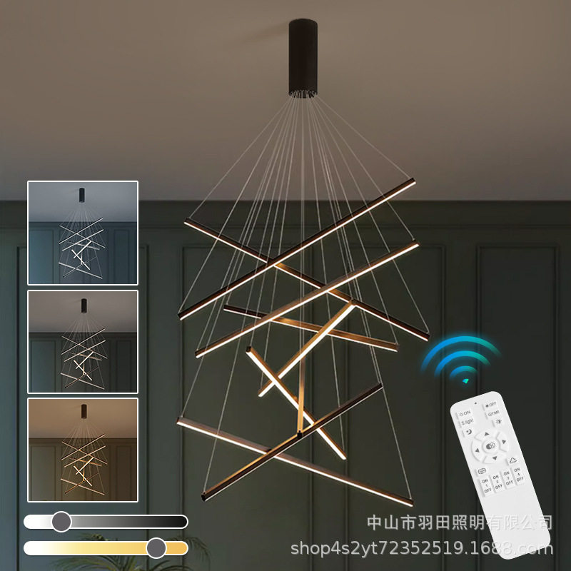 现代简约公寓loft复式楼大吊灯别墅挑空客厅长吊灯旋转楼梯间吊灯