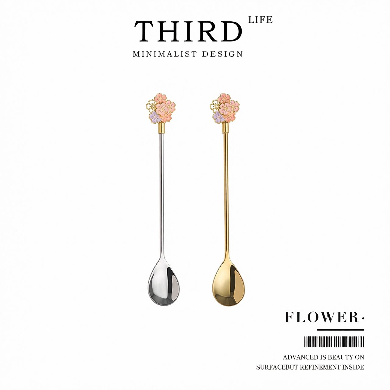 Life's·Flower·樱花勺创意可爱咖啡勺不锈钢长柄搅拌勺子 |花筏