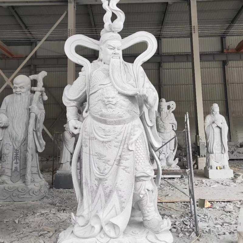 福建石雕关公 石质关羽手拿偃月刀赤兔马 适合摆放关帝庙