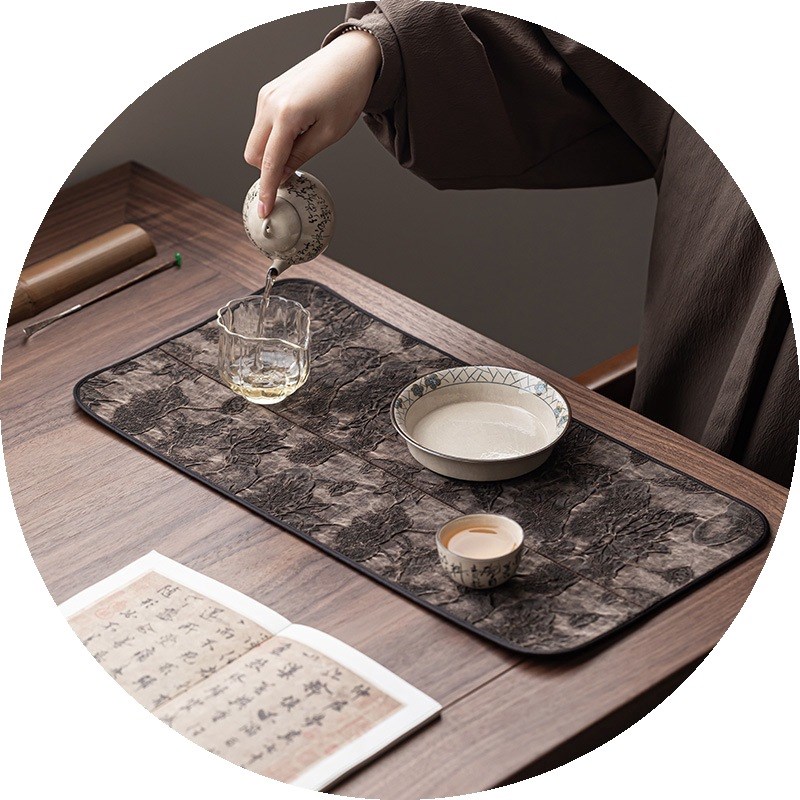 香云纱短款茶席复古m干泡垫高档防水茶桌茶具隔热垫子中式双面布