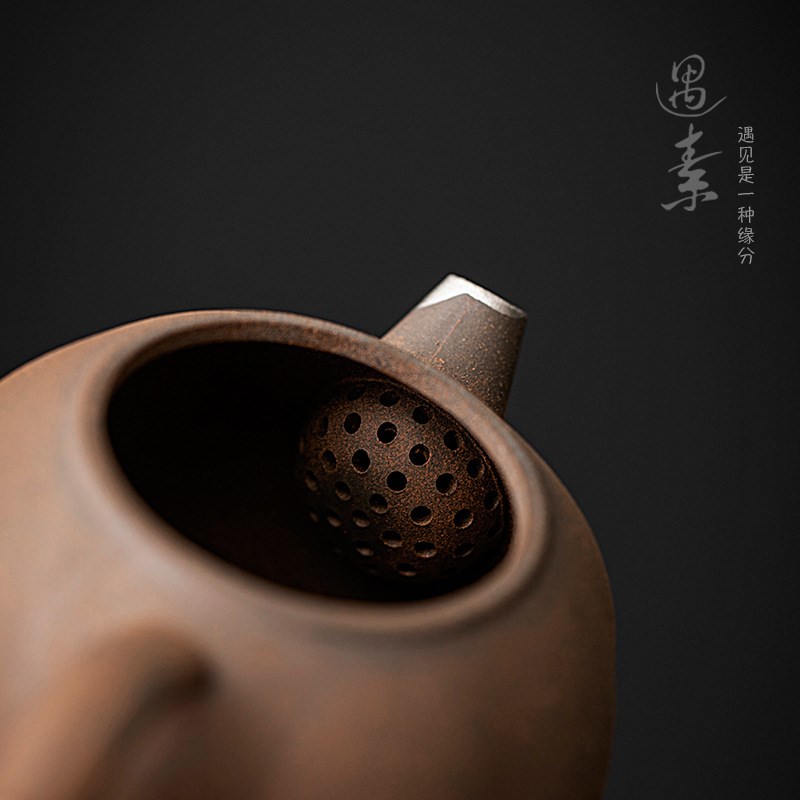 粗陶功夫泡茶壶创意手工描银南瓜壶中F式家用陶瓷壶仿古单壶带过