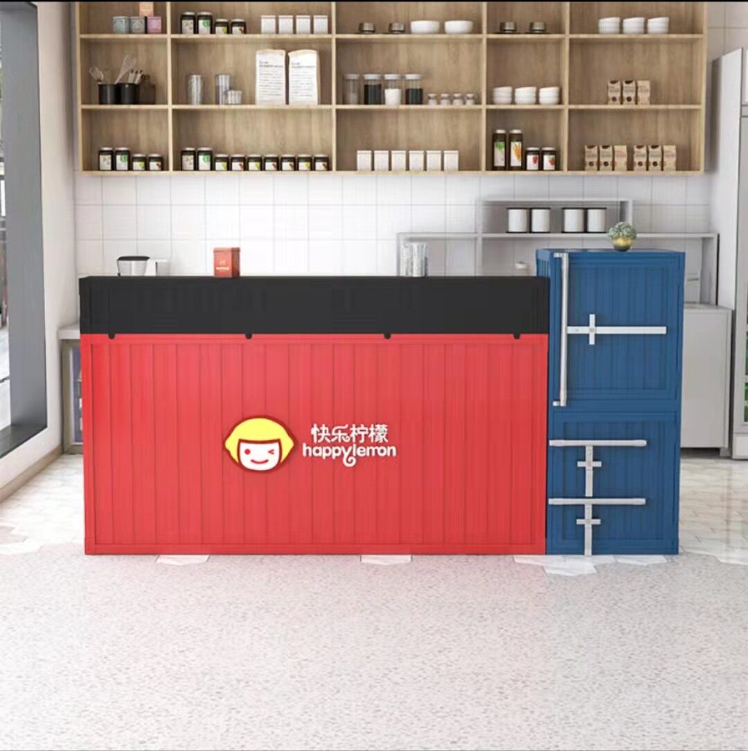 简约餐厅酒吧转角吧台桌铁艺奶茶店网咖接待前台工业风收银台柜台
