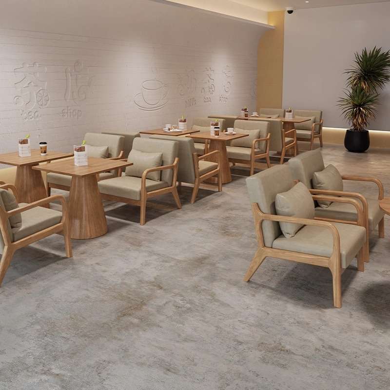 单人沙发椅咖啡店甜品奶茶店实木桌椅组合民宿酒店休闲接待洽谈椅