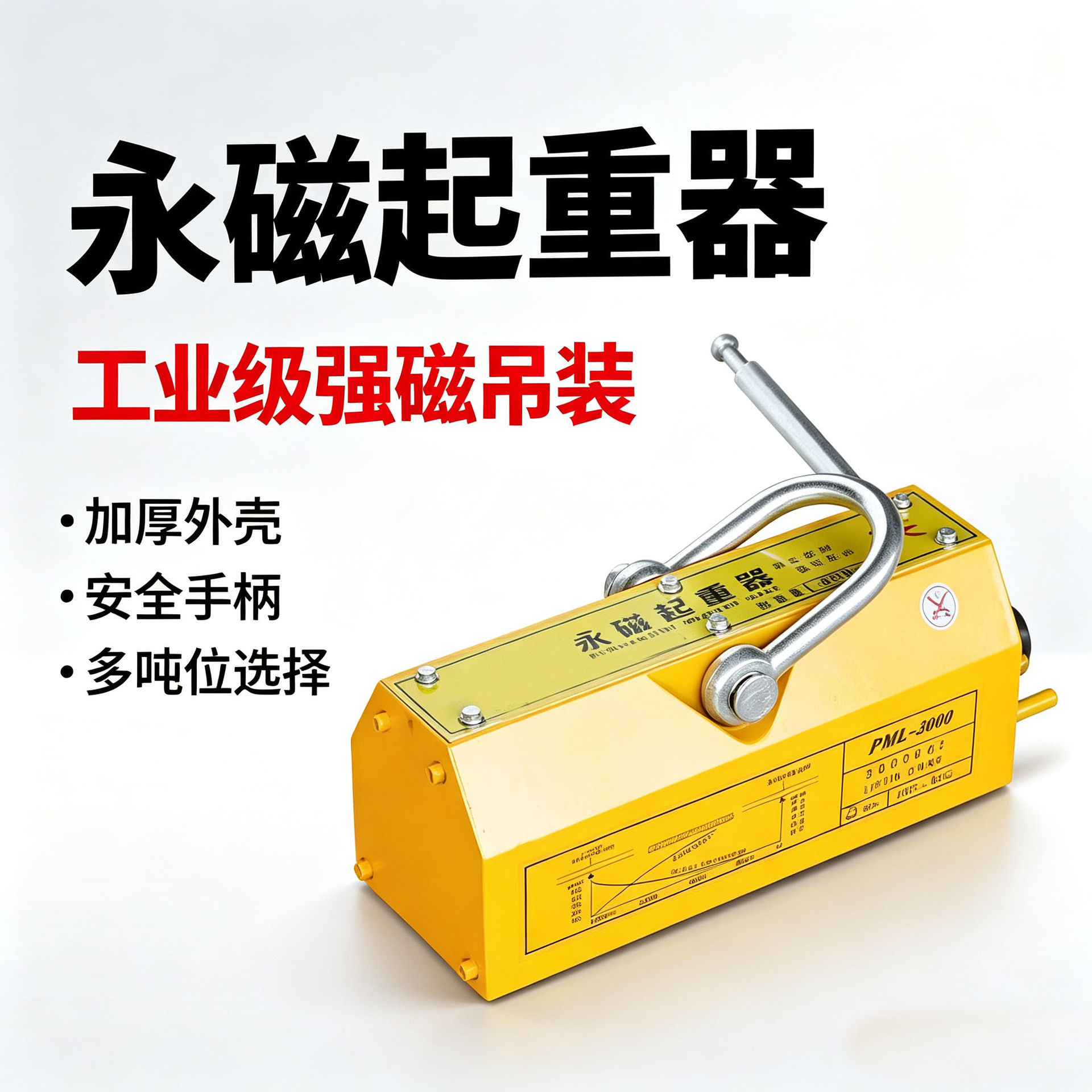 工业永磁起重器1吨2吨5吨钢板圆钢吊装吸盘自锁式强磁起重吊具