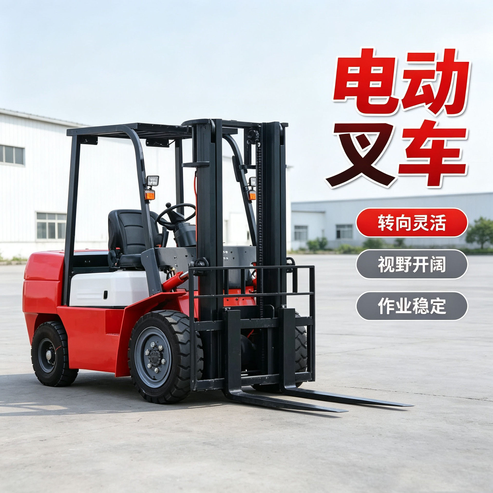 电动叉车1吨小型2吨全自动液压堆高车3吨四轮座驾式仓储搬运车