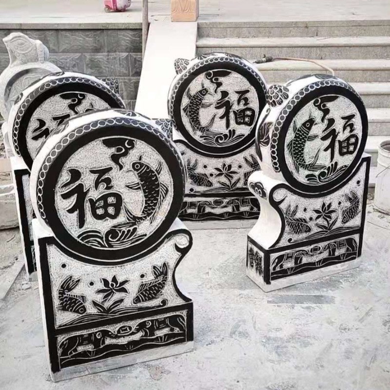 石雕门墩一对家用别墅q门口青石抱鼓石貔貅狮子麒麟象仿古门当石
