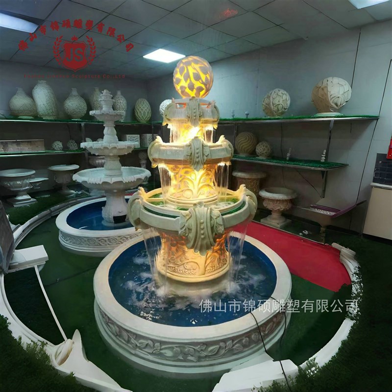 供应砂岩小天使喷泉 花园仿石雕出水造景 酒O店别墅庭院装饰喷水