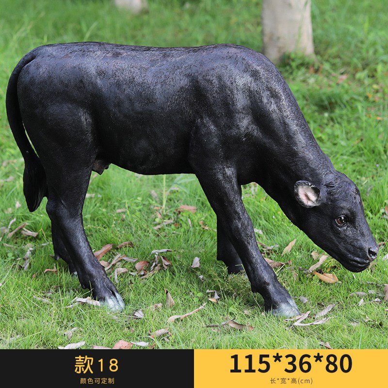 仿真大型黄牛黑牛玻璃钢动物雕塑D户外园林景观农场乡村装饰摆件
