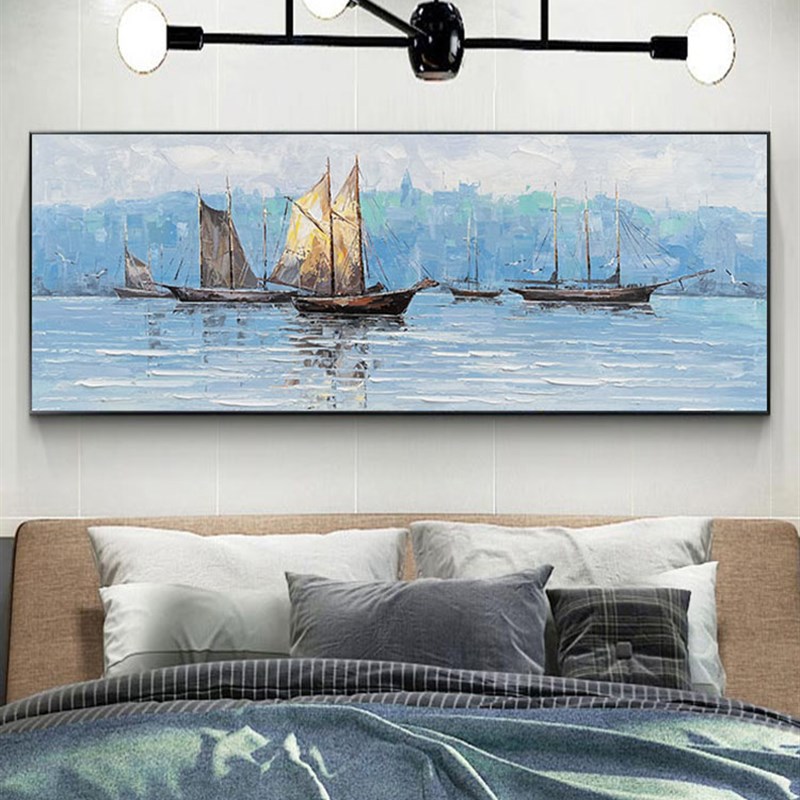 大芬村客厅装饰油画 沙发背景纯手绘立体肌理画  一Y帆风顺艺术画