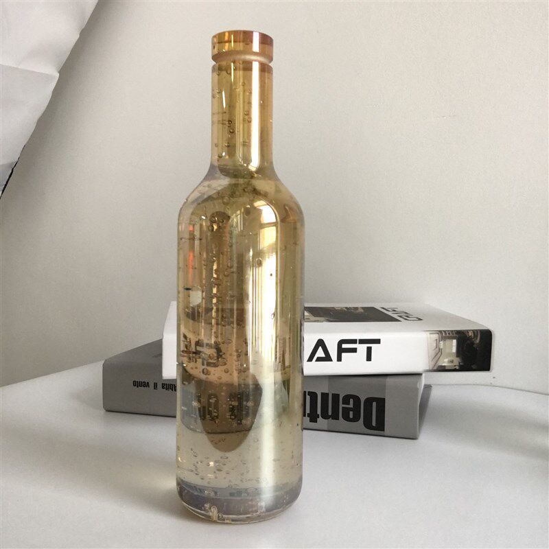 欧式轻奢现代简约水晶气泡酒瓶透明烟灰色瓶子摆件样板房软装饰品