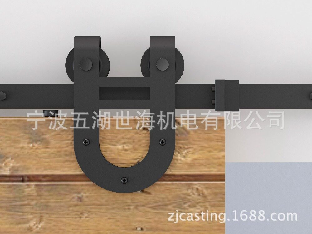 单门谷仓门推拉门五金美式移门轨道滑轮吊轮滑轨推拉门吊轨