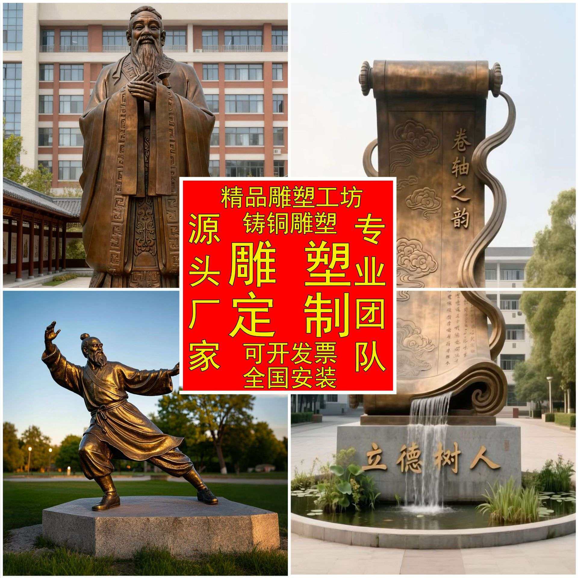 铸铜玻璃钢雕塑古代人物雕像户外校园广场仿铜铜像民俗摆件