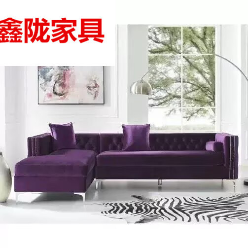 美式乡村布艺拉扣客厅小户型沙发