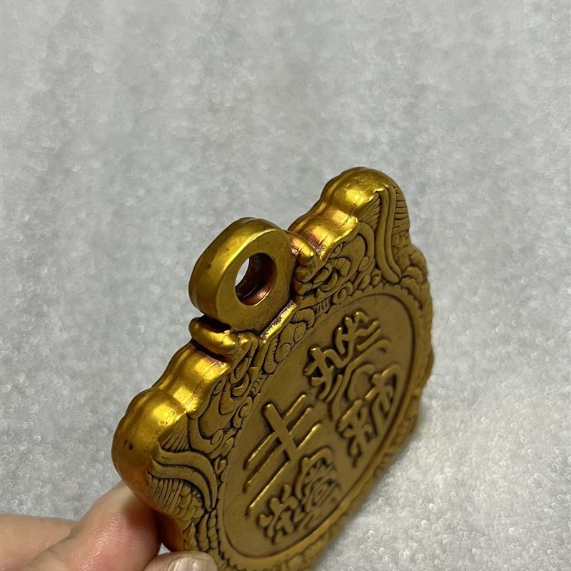 仿古铜器古玩f杂件收藏  镀金令牌  创意工艺品金属摆件