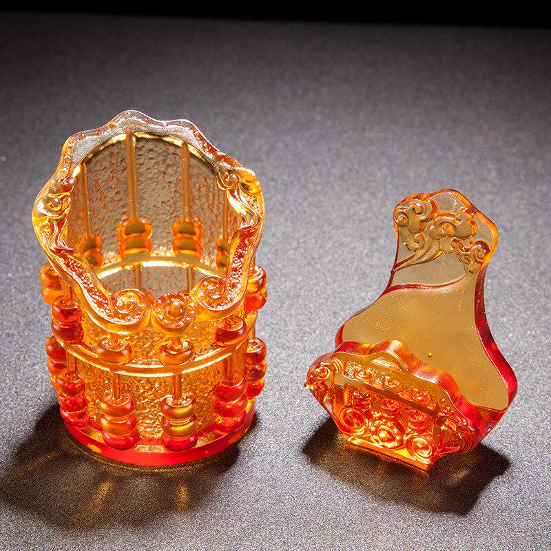 琉璃笔筒名片夹摆件工艺品送客户朋友如意M算盘笔筒名片夹琉璃摆