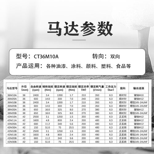 微型气动马达CT36M10A减速马达安全防爆高速大扭U矩可正反转大功