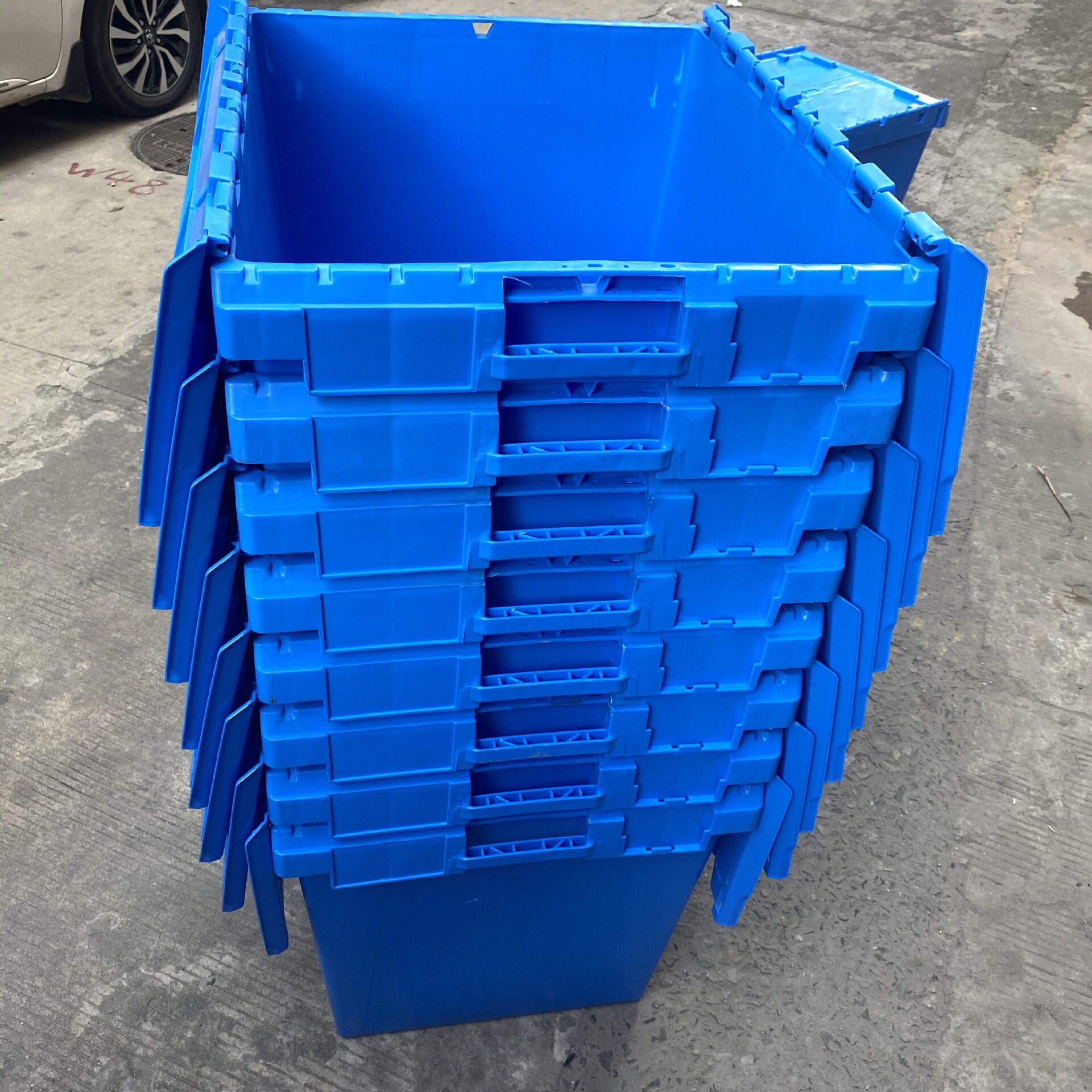 错位箱710*575*620mm仓储塑胶箱汽配箱零件工具收纳整理箱可带盖