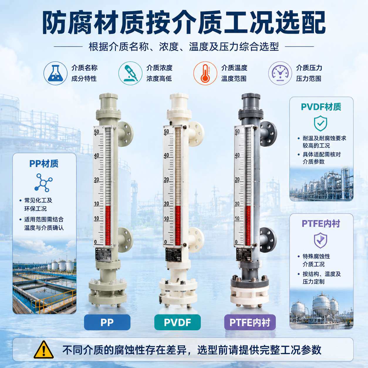 PP/PVC塑料防腐型磁翻板液位计污水处耐酸碱浮子式液位计