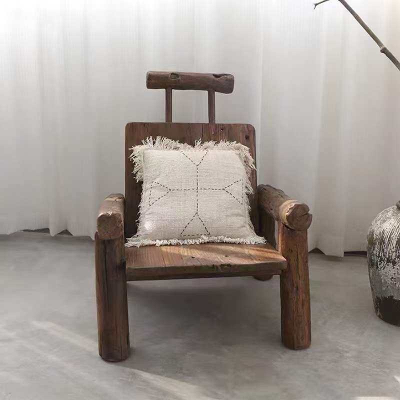 休闲实木沙发椅阳台户外茶桌主人椅现代创意泡茶椅服装店带扶手椅