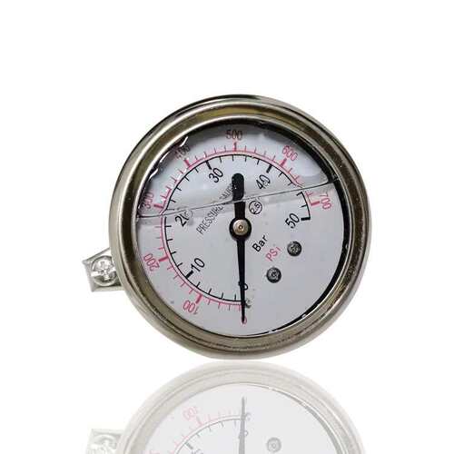 供全不锈充油耐震压力表轴向带平夹防震抗震YNBF60Z 50BAR 700PSI