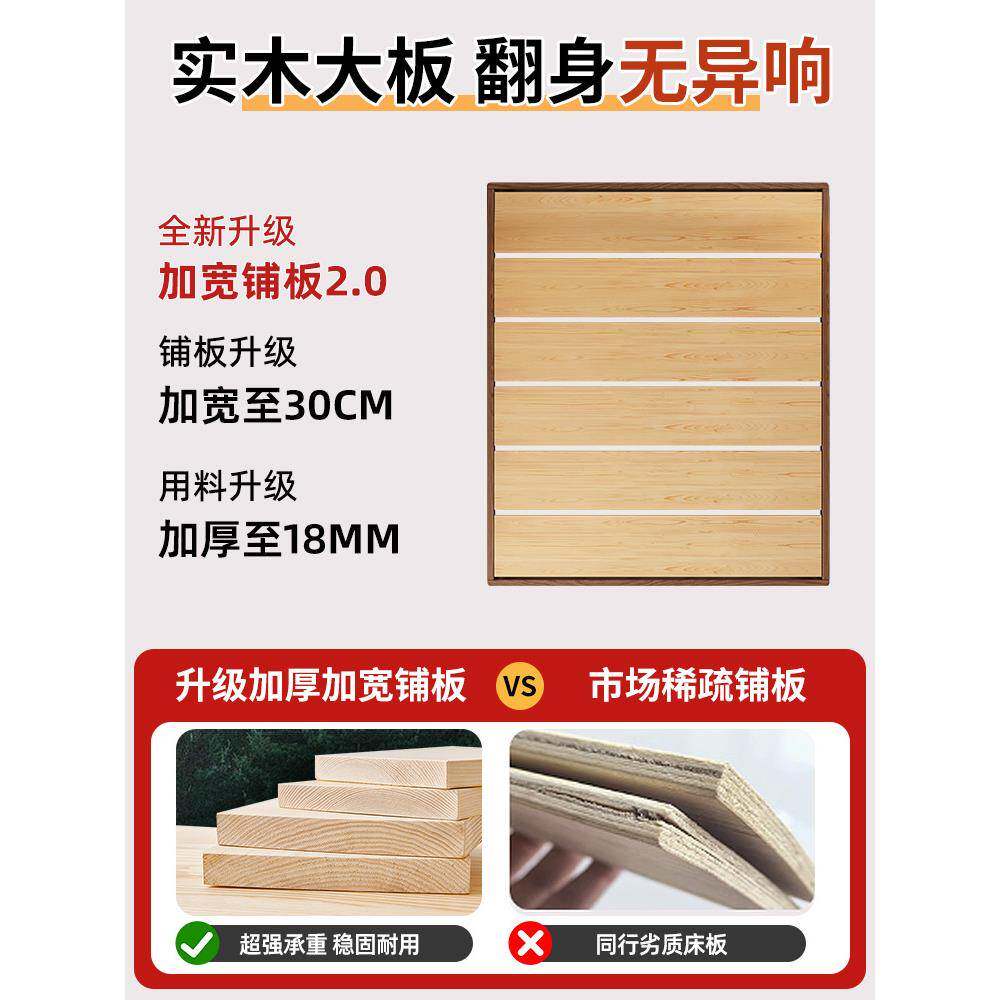 全实木床橡双人床1米主卧1米5胡桃色木床床1F99M7HT7米2架出租房