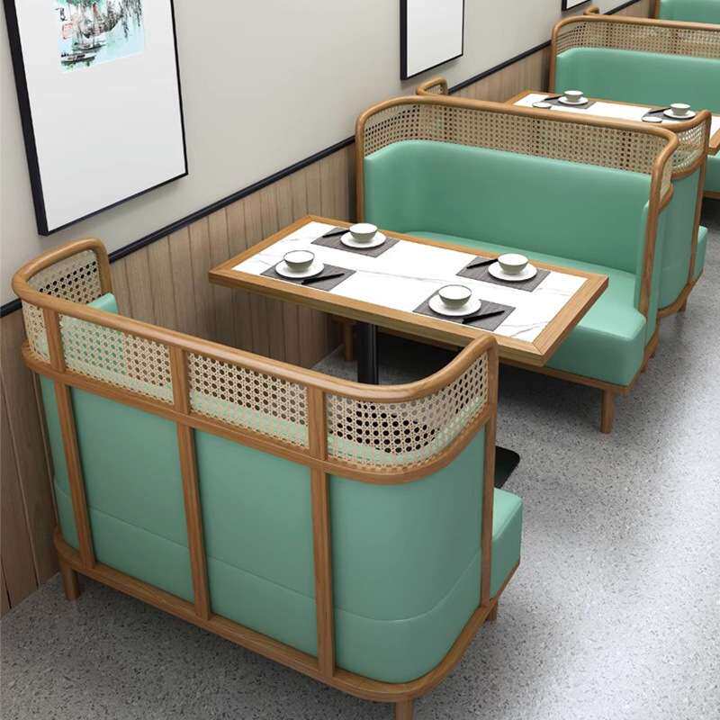 实木高档茶餐厅卡座沙发半圆火锅烧烤肉餐饮店湘菜馆桌椅组合商用