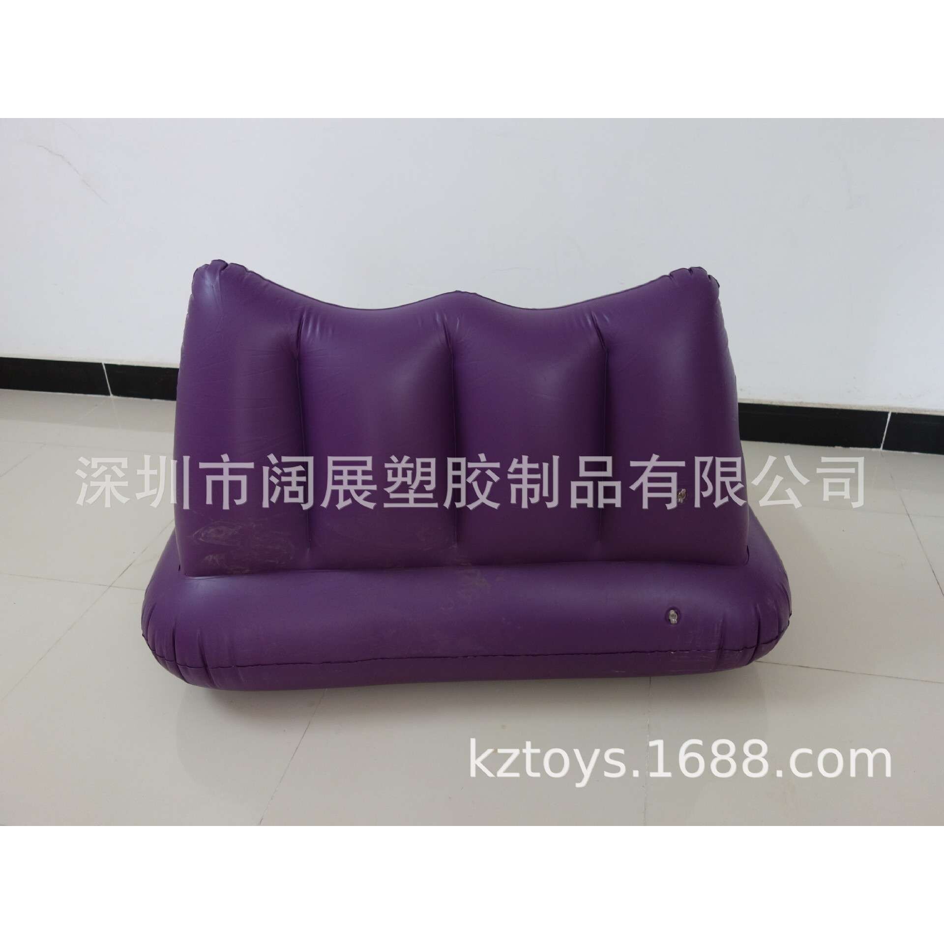 厂家现货加厚PVC,充气双人沙发 户外便携成人紫色靠背沙发