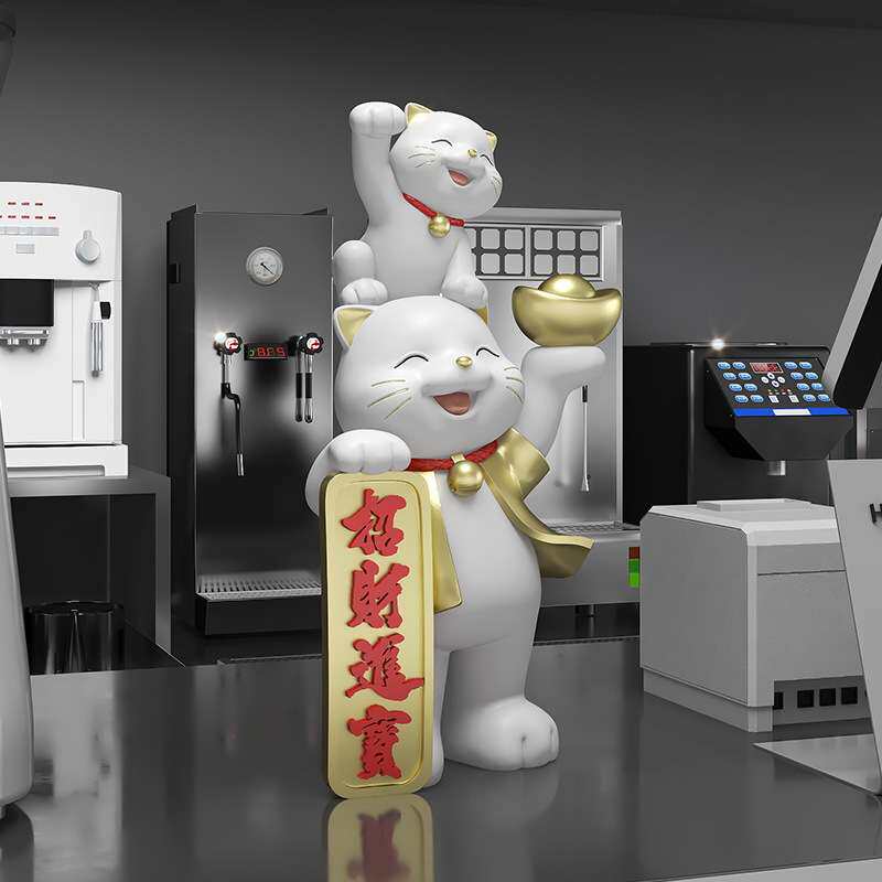 创意招财猫工艺品摆件客厅沙发旁前台大厅装饰品新店铺开业送礼