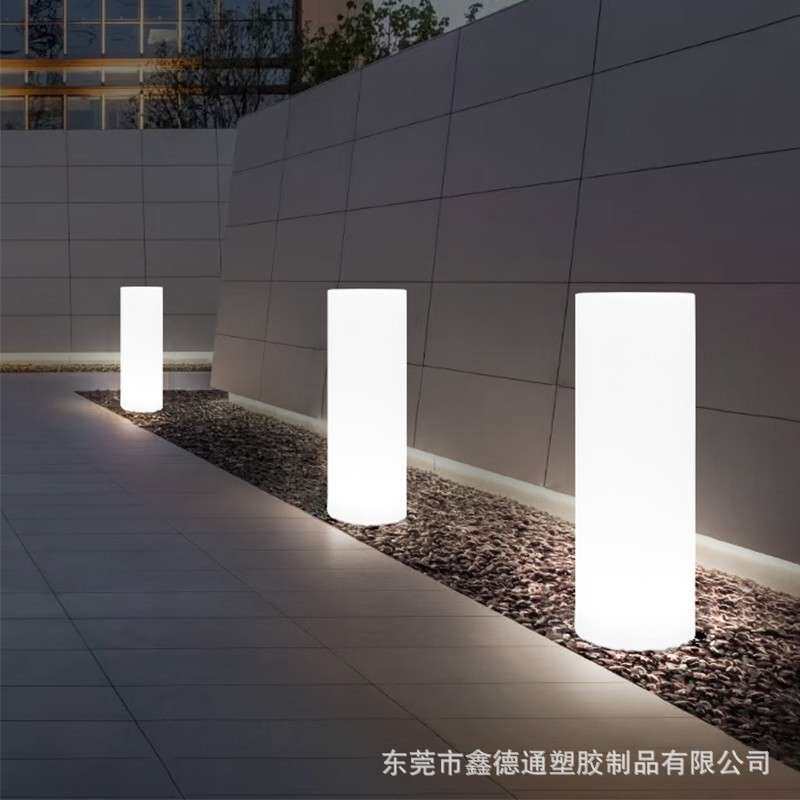led发光圆柱灯走廊客厅落地灯景观庭院装饰灯户外活动灯柱太阳能